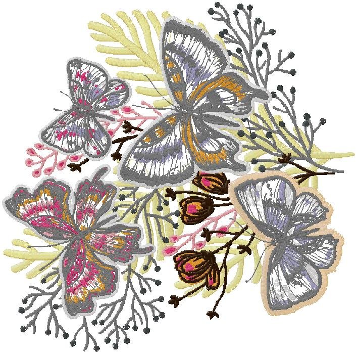  butterflies embroidery design