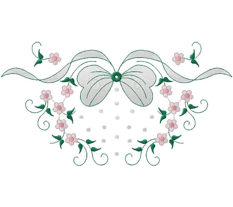 Bow with flowers embroidery design